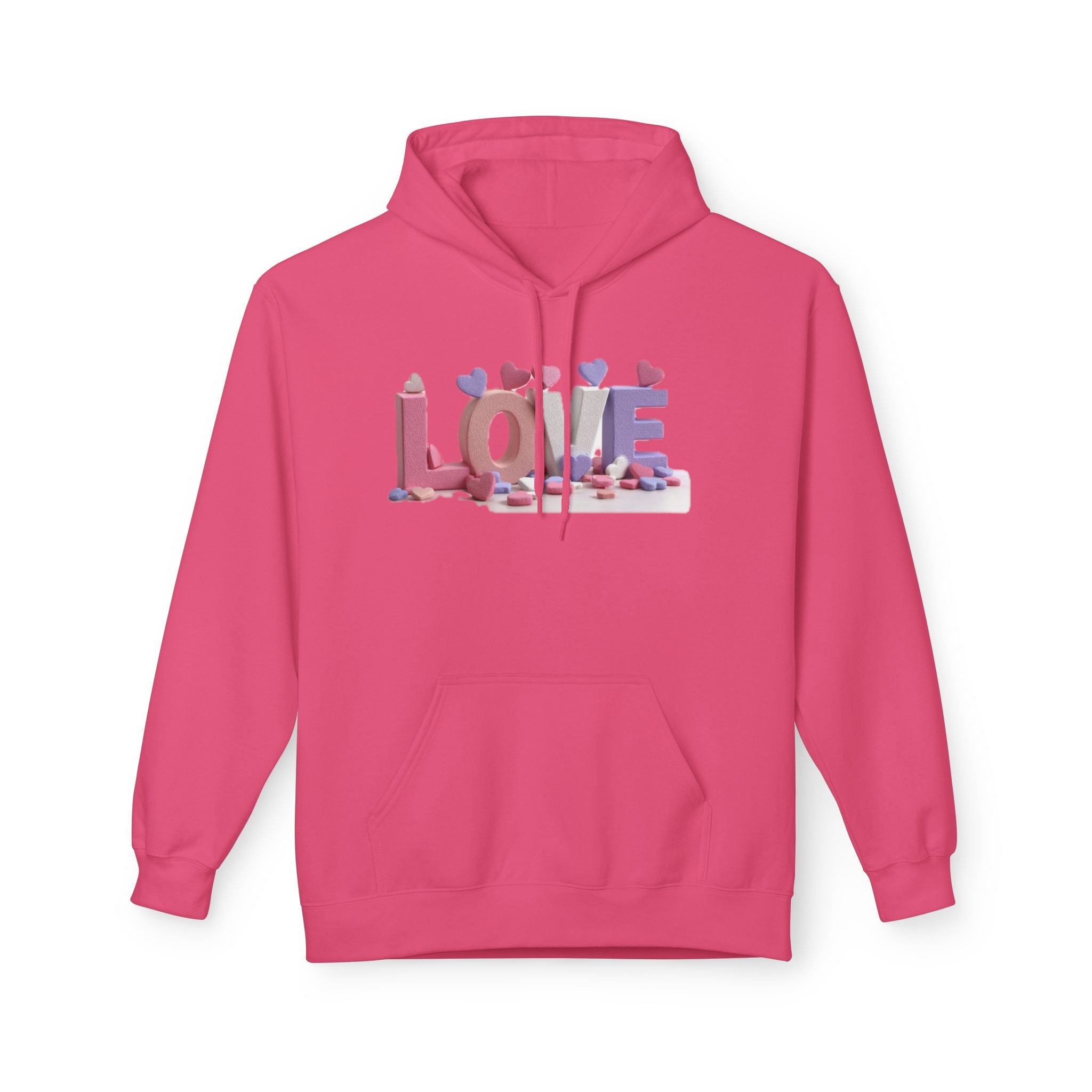LOVE 3D Candy Letters Hoodie | Pink Purple Heart Design