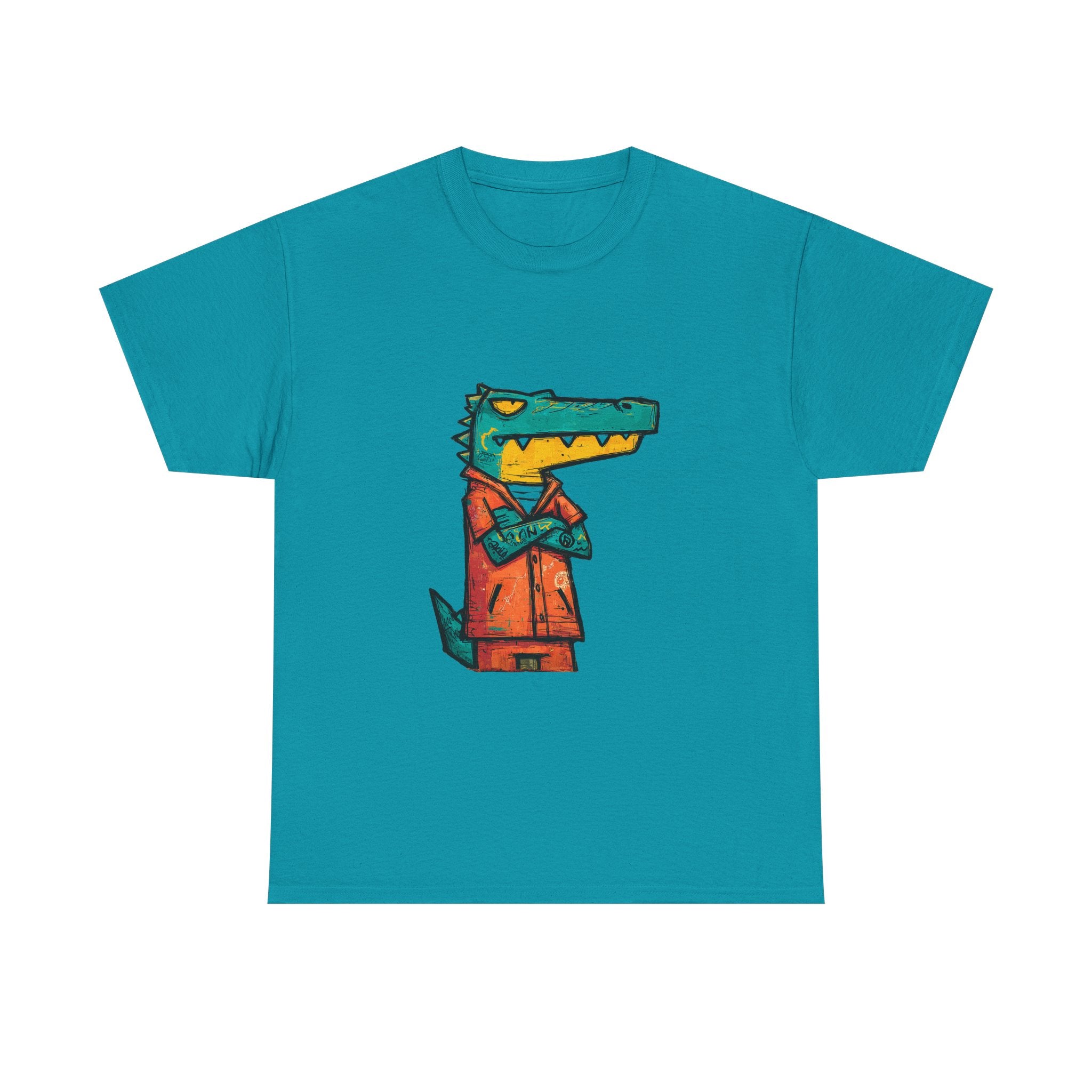 Cool Crocodile Character Tee | Cartoon Alligator in Jacket T-Shirt