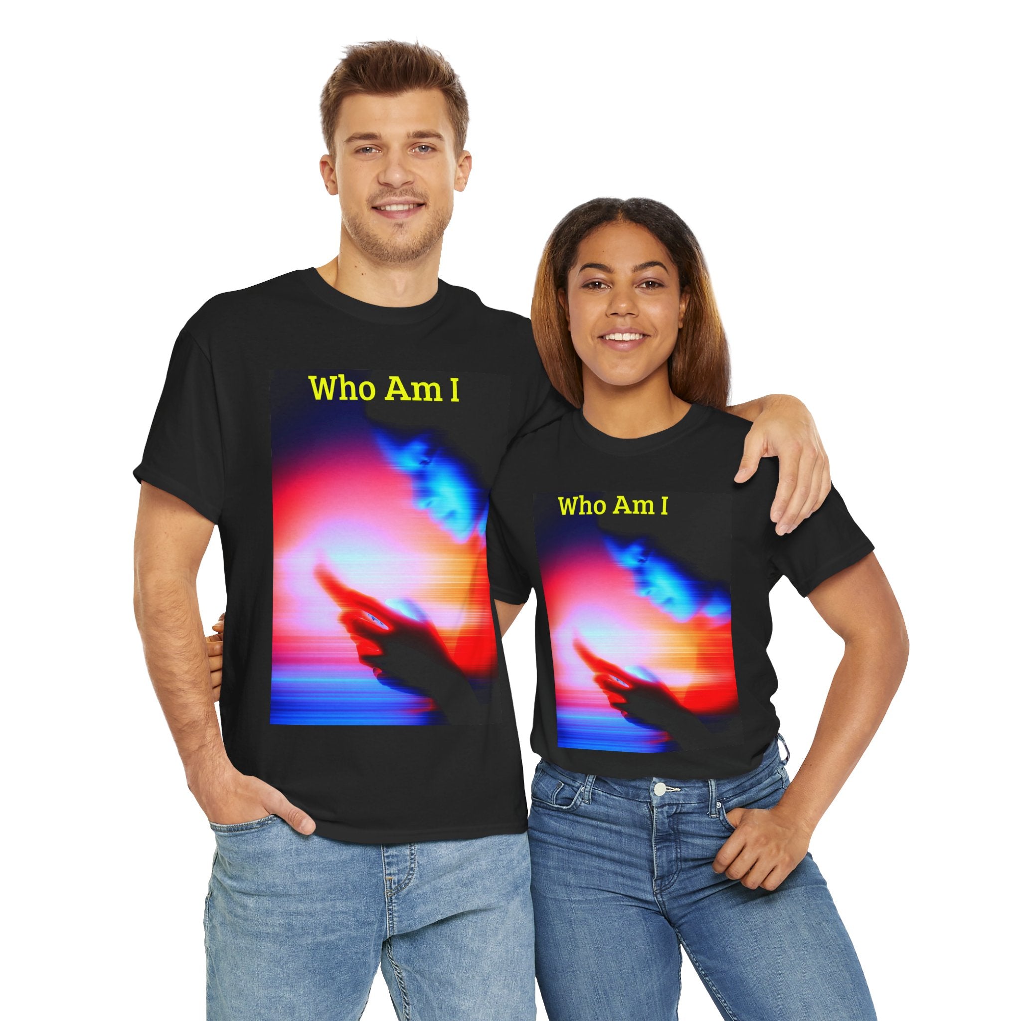 Who Am I? Abstract Vaporwave Tee — Retro Neon Graphic T-Shirt