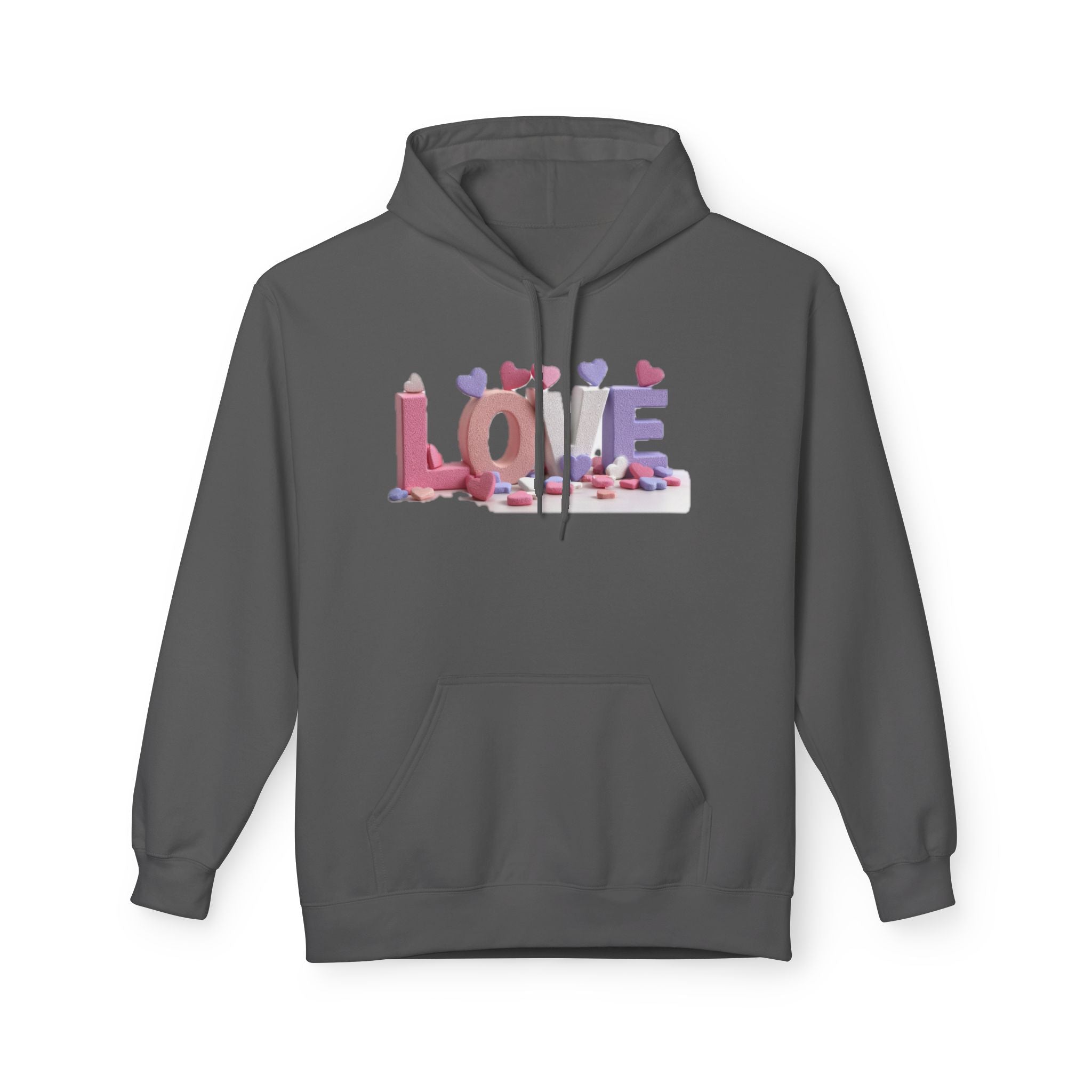 LOVE 3D Candy Letters Hoodie | Pink Purple Heart Design