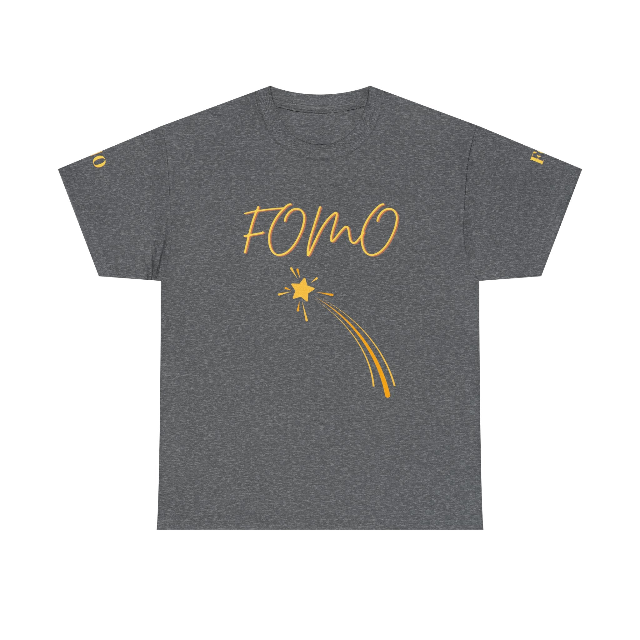FOMO shooting star Tee | White cotton T-Shirt, minimalist typography