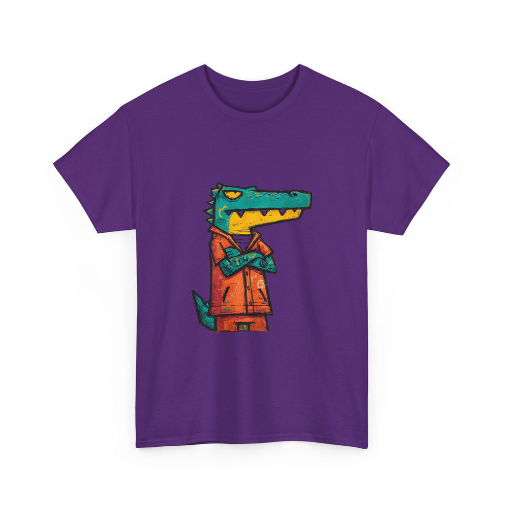 Cool Crocodile Character Tee | Cartoon Alligator in Jacket T-Shirt