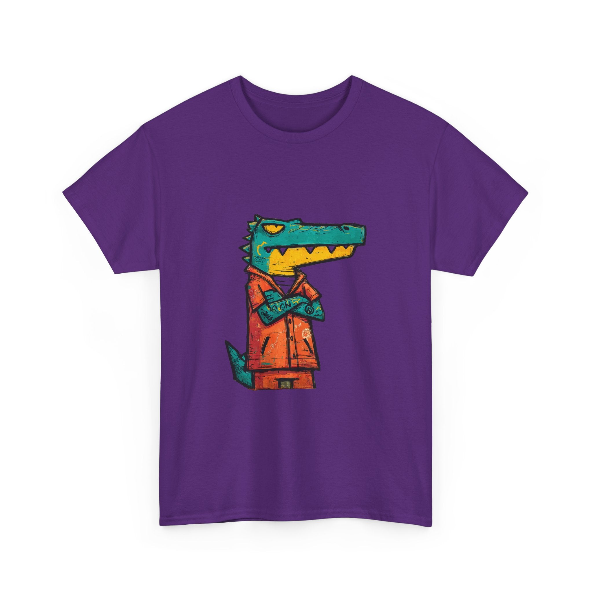 Cool Crocodile Character Tee | Cartoon Alligator in Jacket T-Shirt