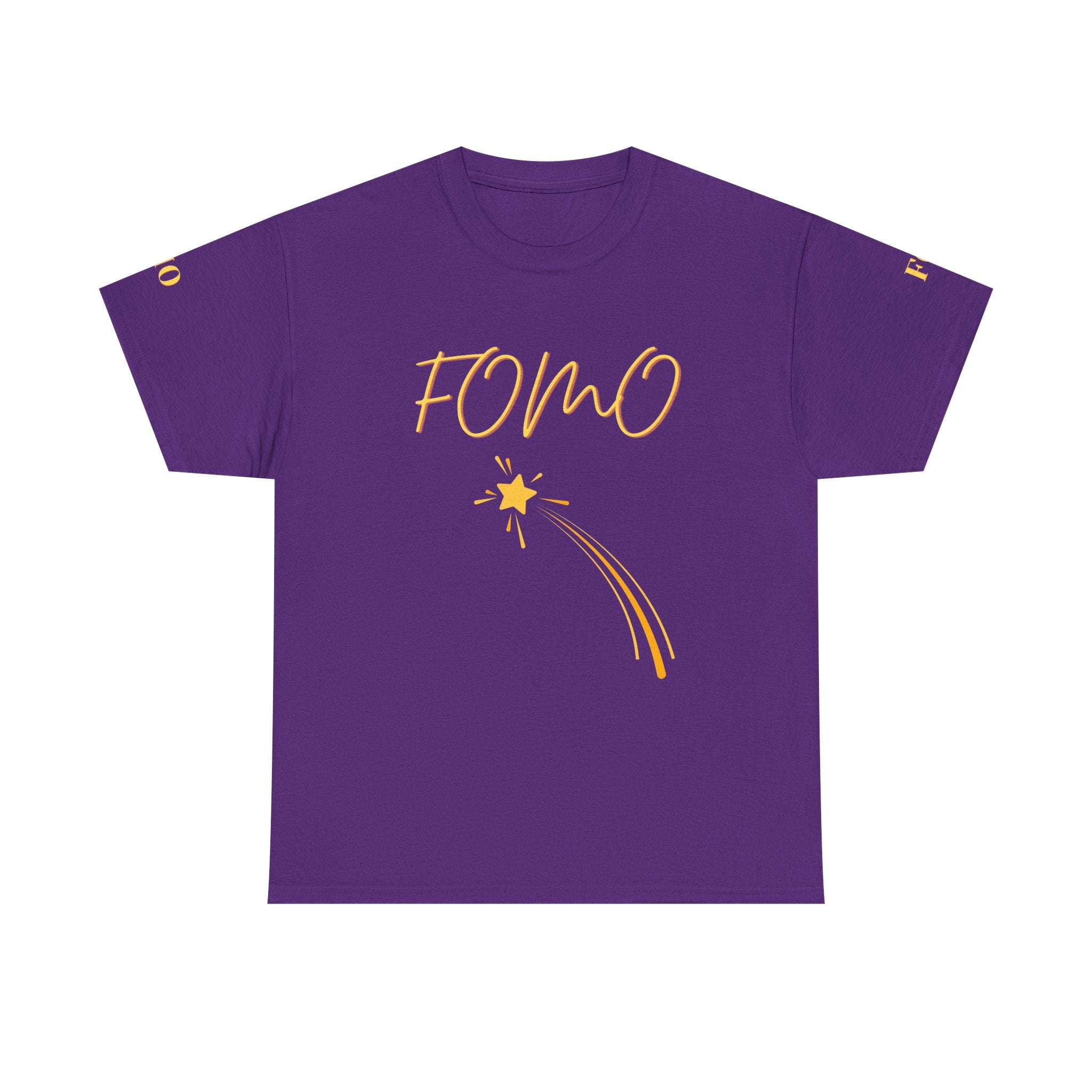 FOMO shooting star Tee | White cotton T-Shirt, minimalist typography