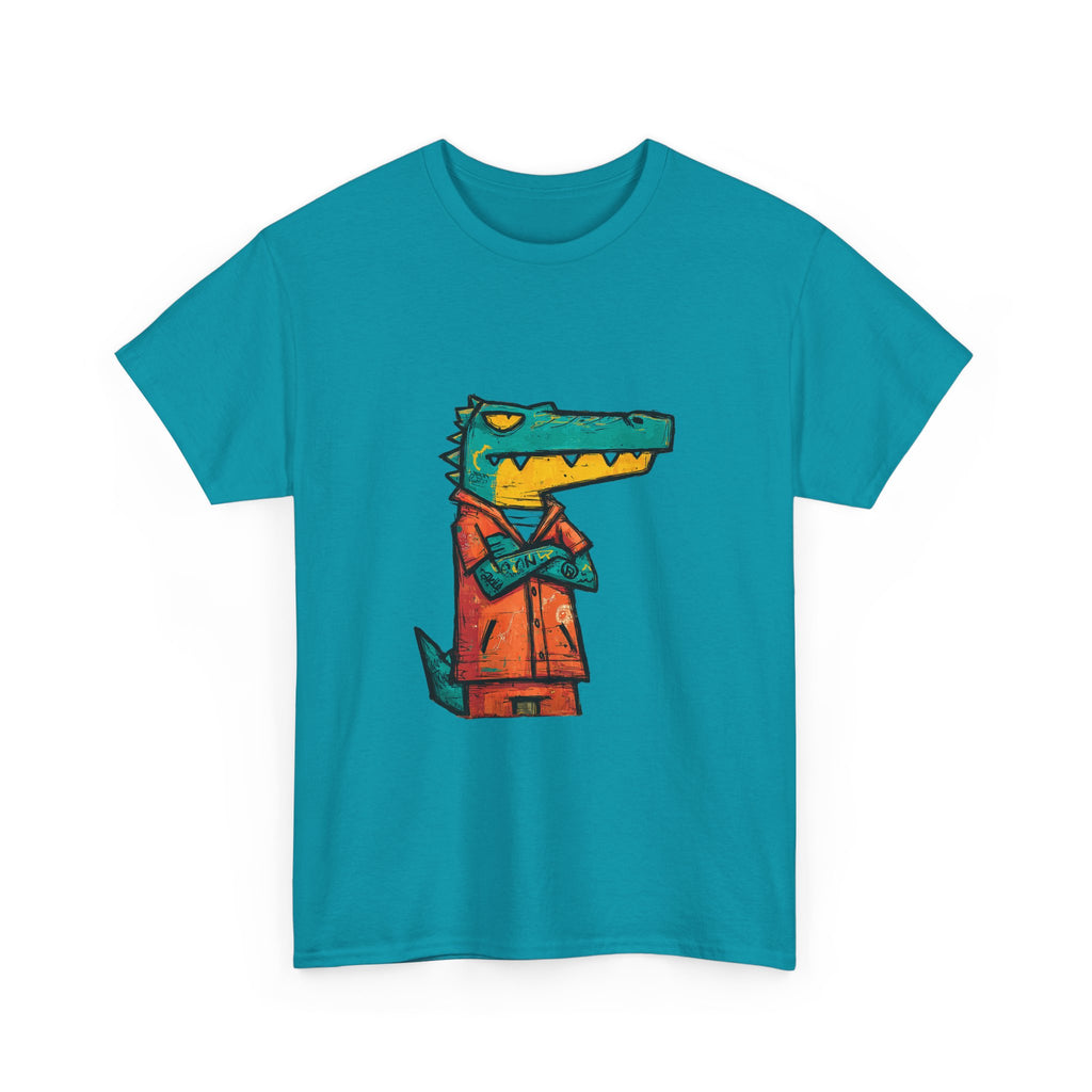 Cool Crocodile Character Tee | Cartoon Alligator in Jacket T-Shirt