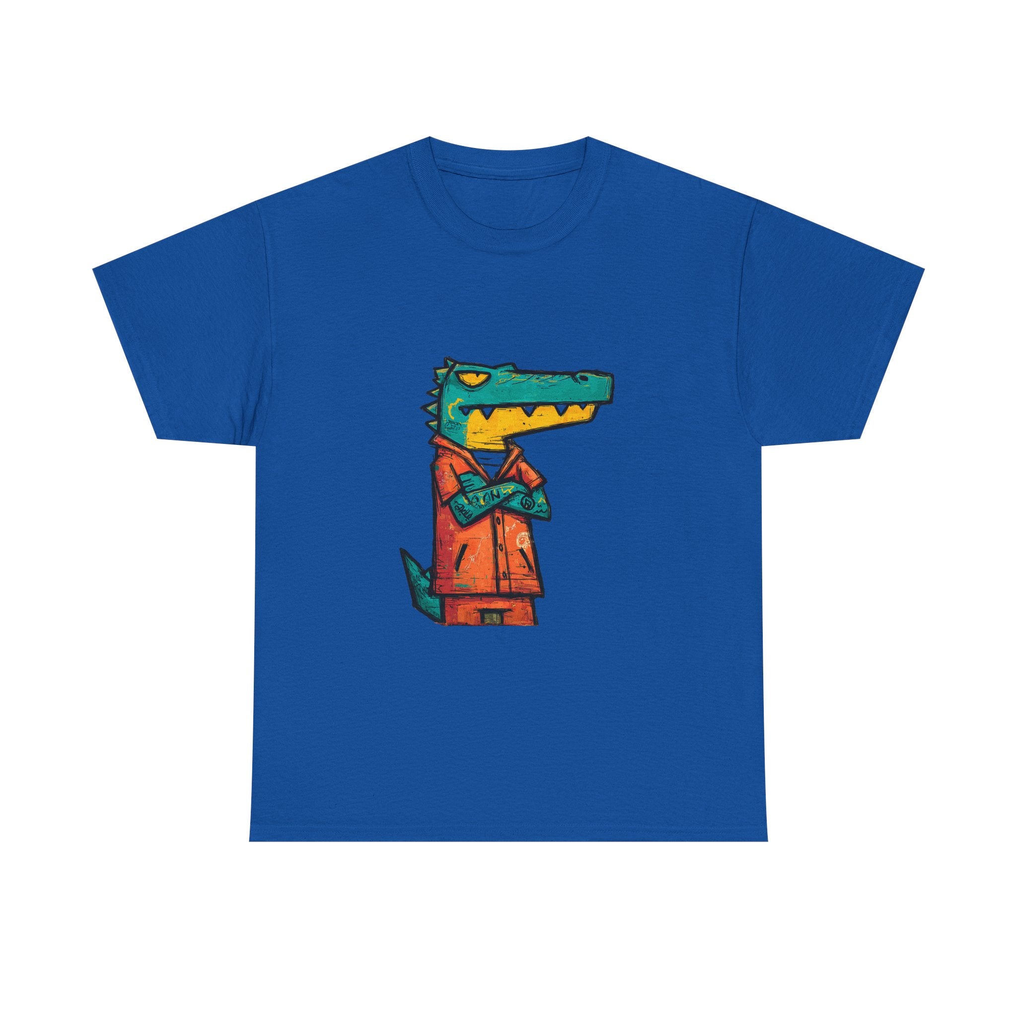 Cool Crocodile Character Tee | Cartoon Alligator in Jacket T-Shirt
