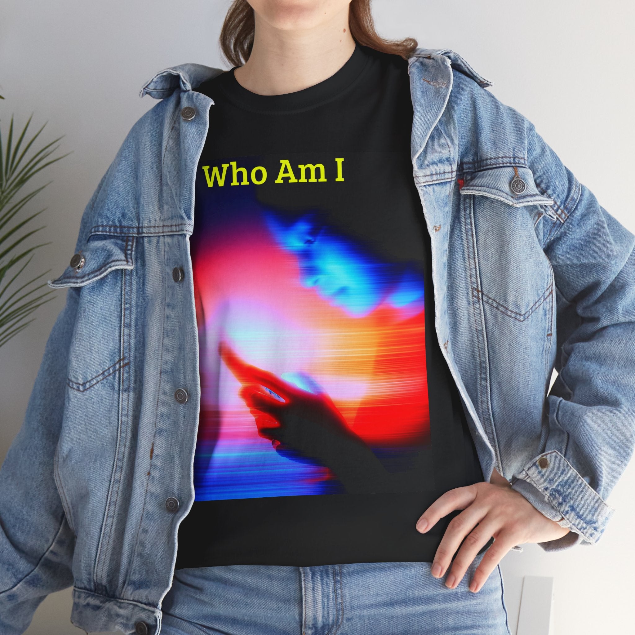 Who Am I? Abstract Vaporwave Tee — Retro Neon Graphic T-Shirt
