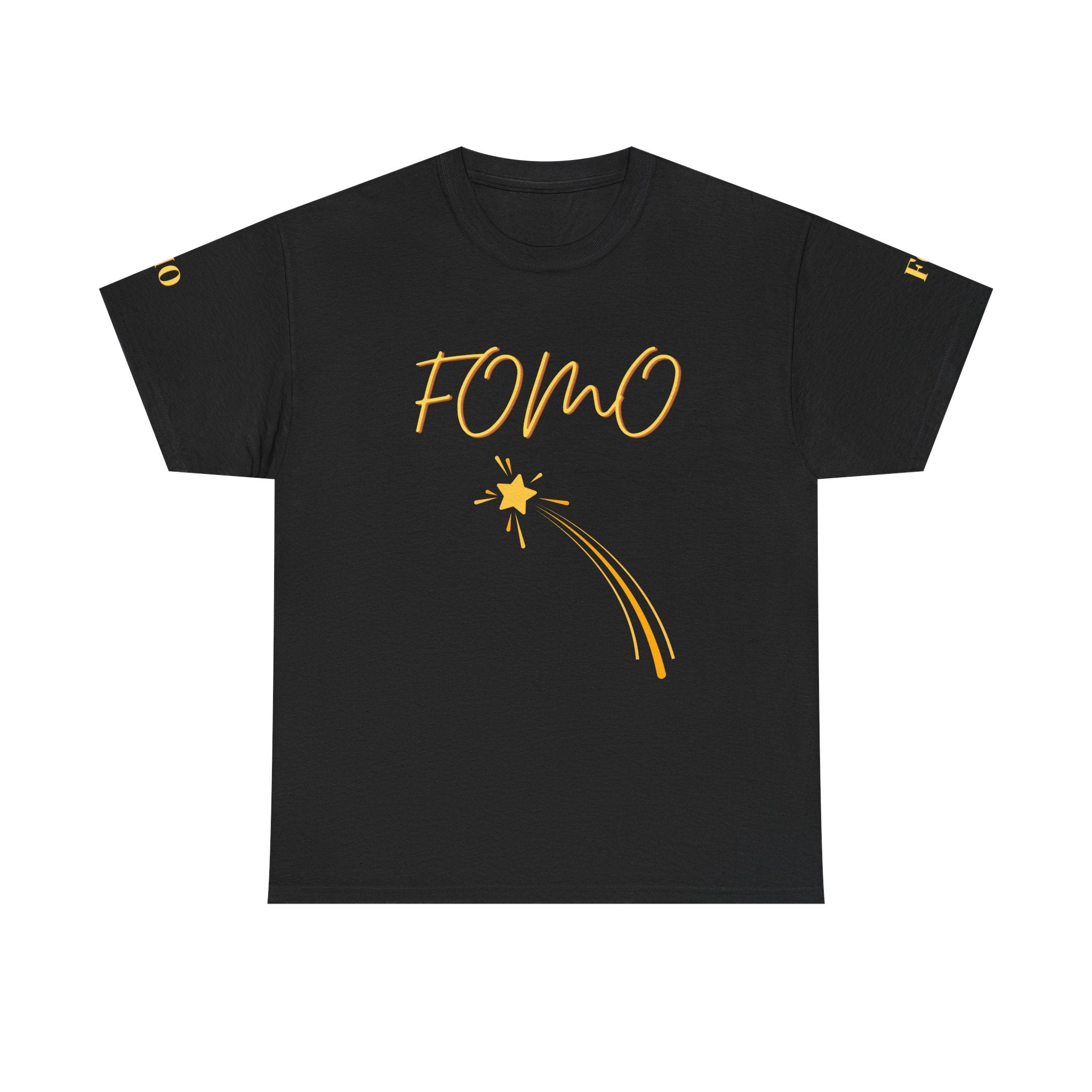 FOMO shooting star Tee | White cotton T-Shirt, minimalist typography