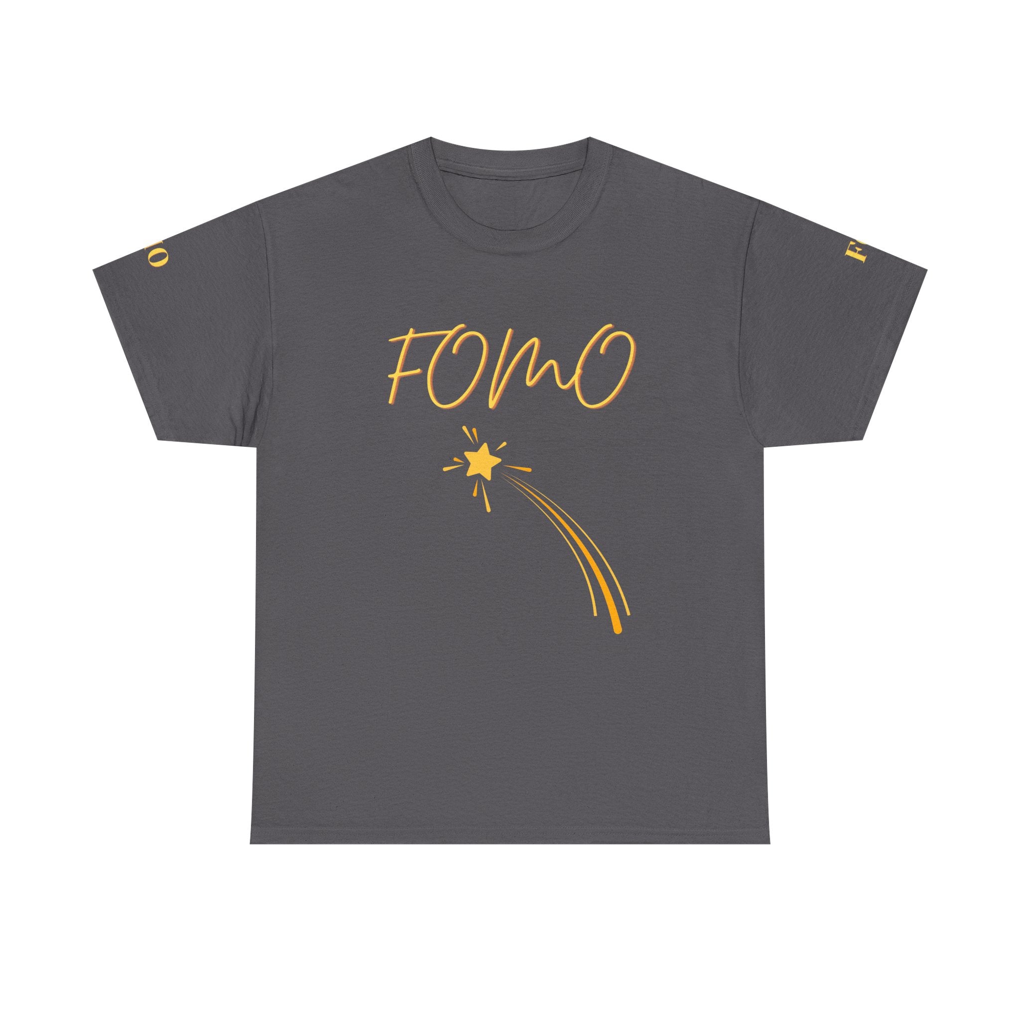 FOMO shooting star Tee | White cotton T-Shirt, minimalist typography