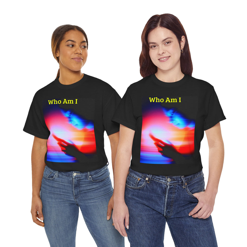 Who Am I? Abstract Vaporwave Tee — Retro Neon Graphic T-Shirt