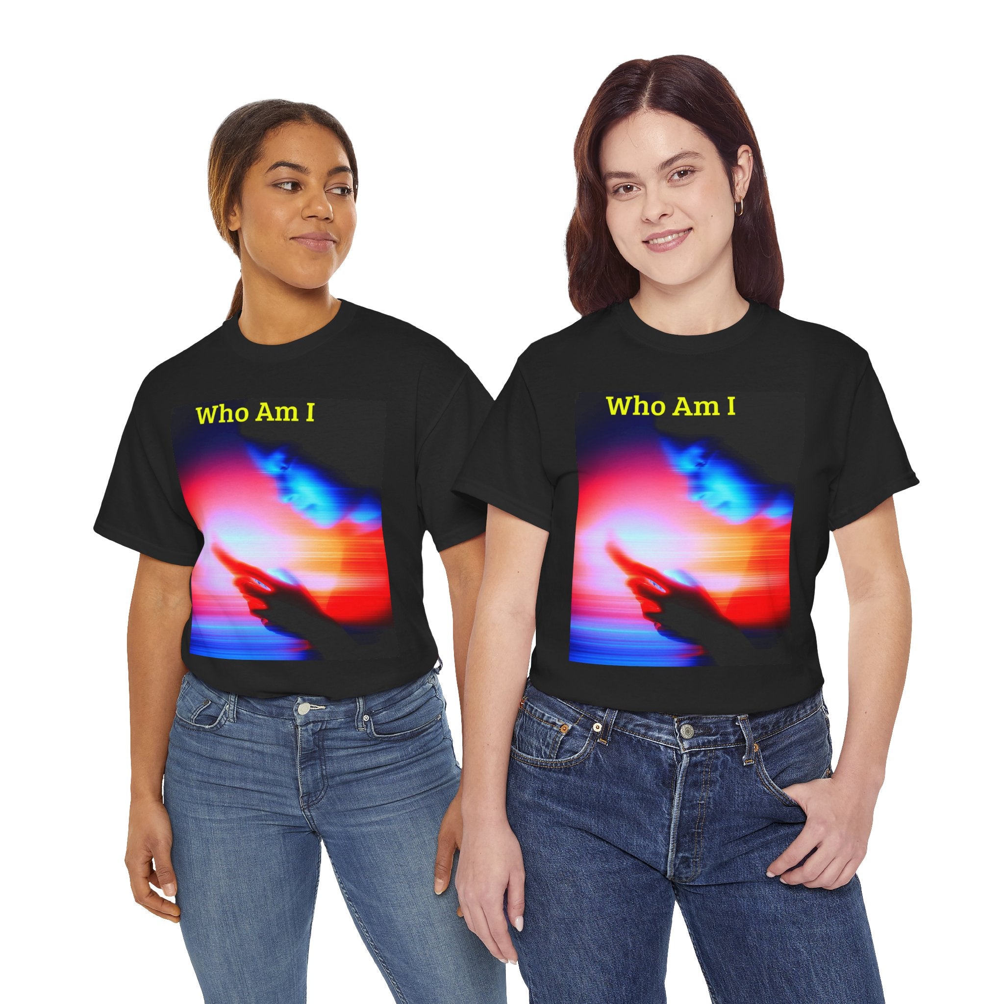 Who Am I? Abstract Vaporwave Tee — Retro Neon Graphic T-Shirt