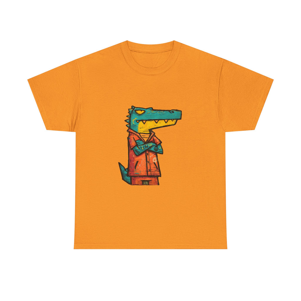 Cool Crocodile Character Tee | Cartoon Alligator in Jacket T-Shirt