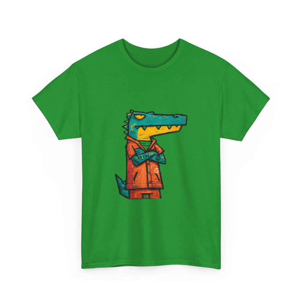 Cool Crocodile Character Tee | Cartoon Alligator in Jacket T-Shirt