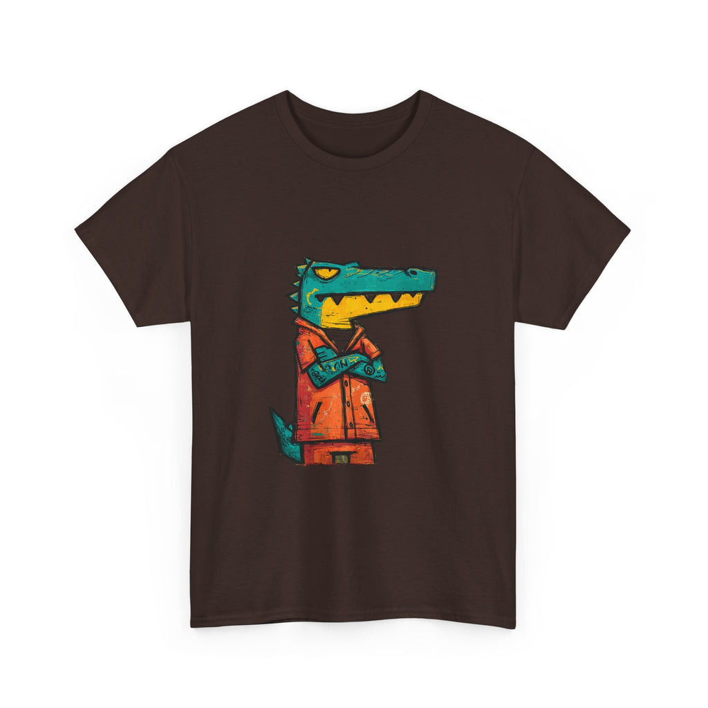 Cool Crocodile Character Tee | Cartoon Alligator in Jacket T-Shirt