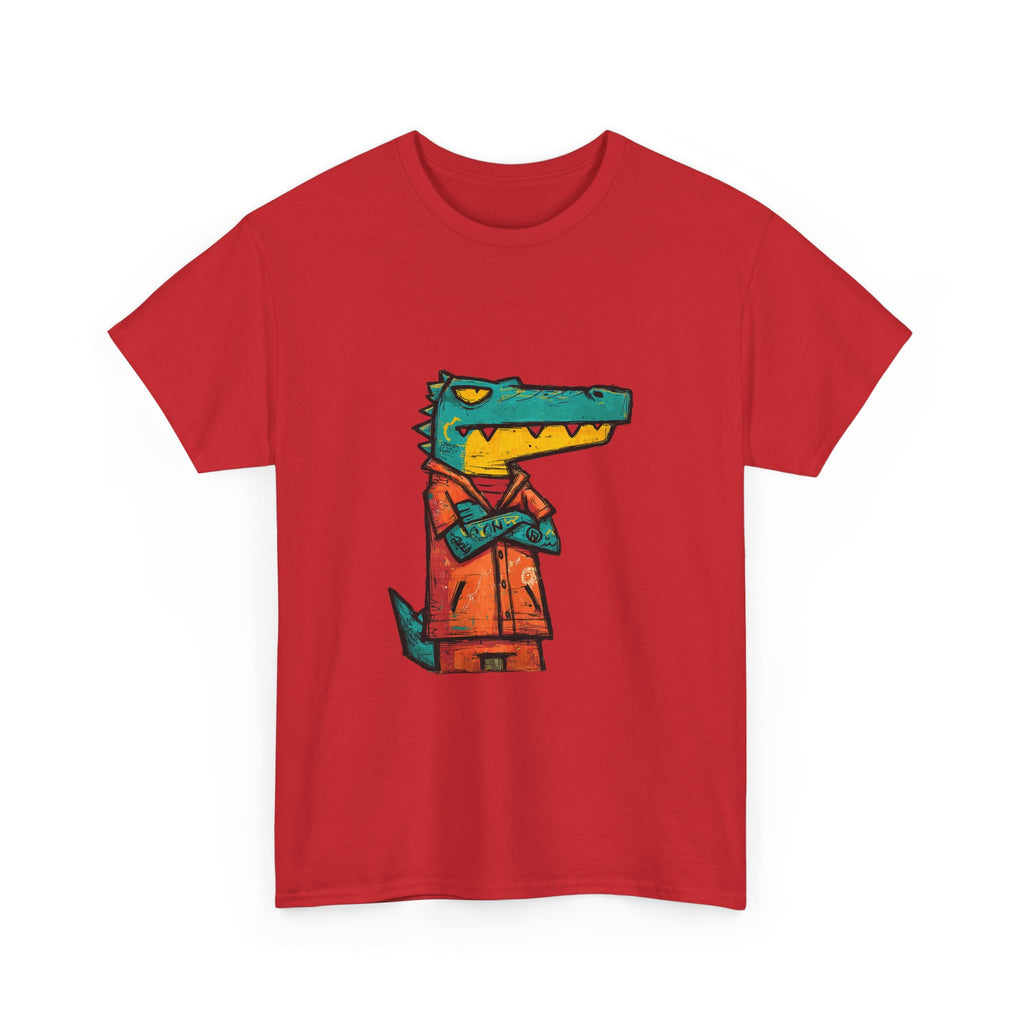 Cool Crocodile Character Tee | Cartoon Alligator in Jacket T-Shirt