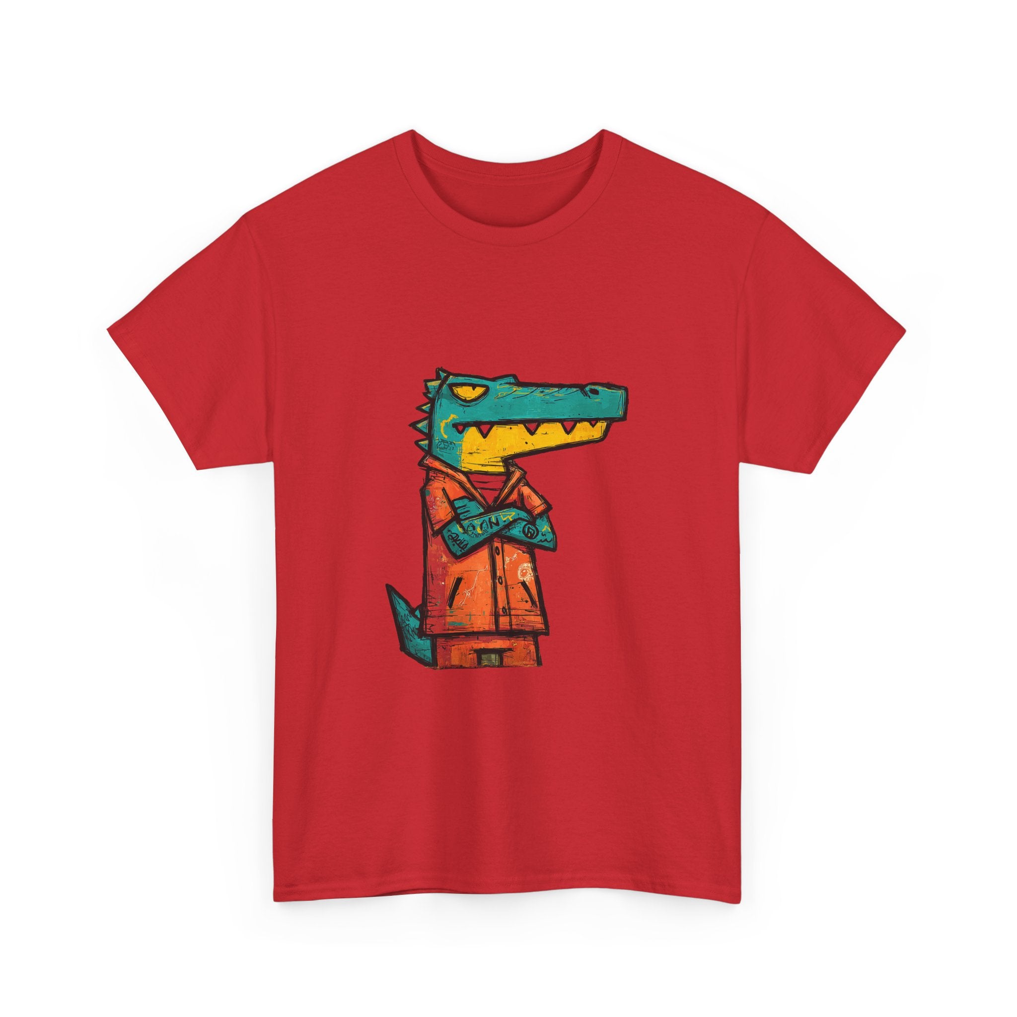 Cool Crocodile Character Tee | Cartoon Alligator in Jacket T-Shirt