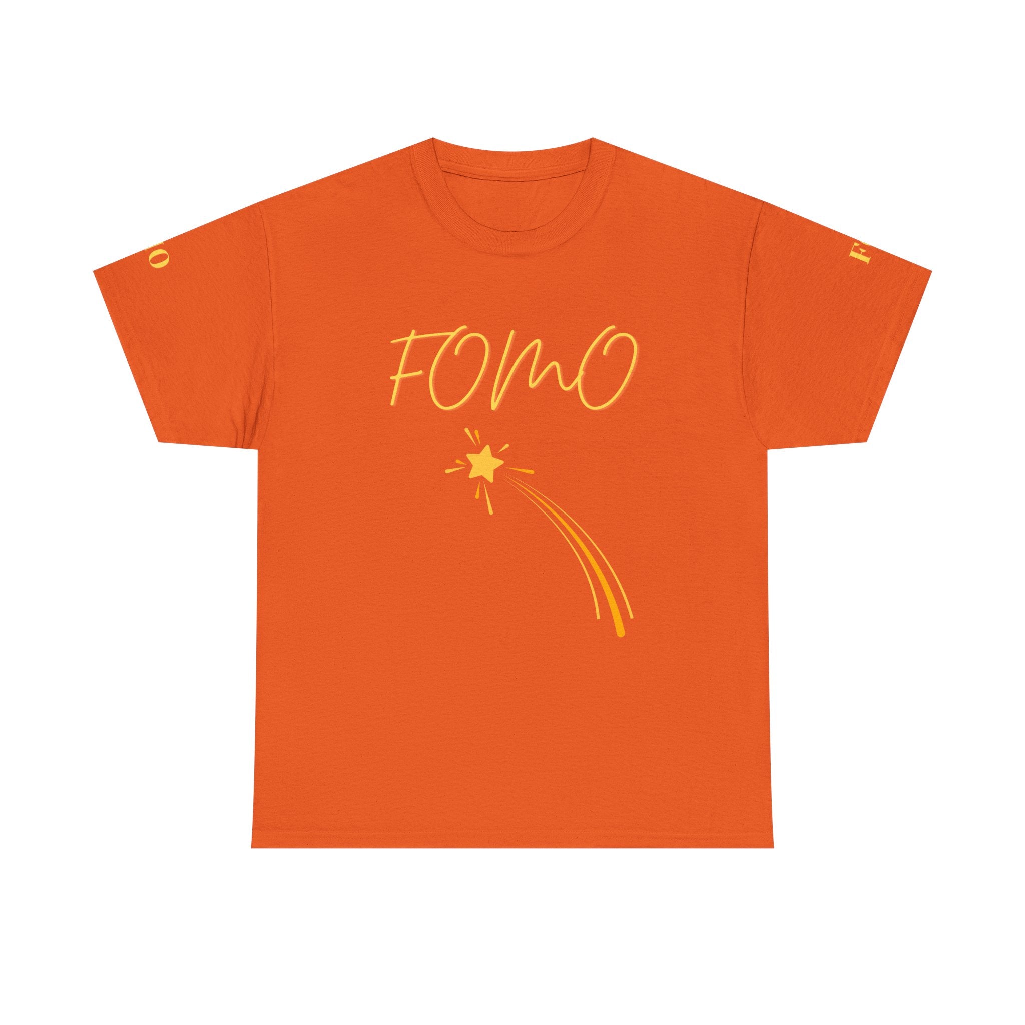 FOMO shooting star Tee | White cotton T-Shirt, minimalist typography