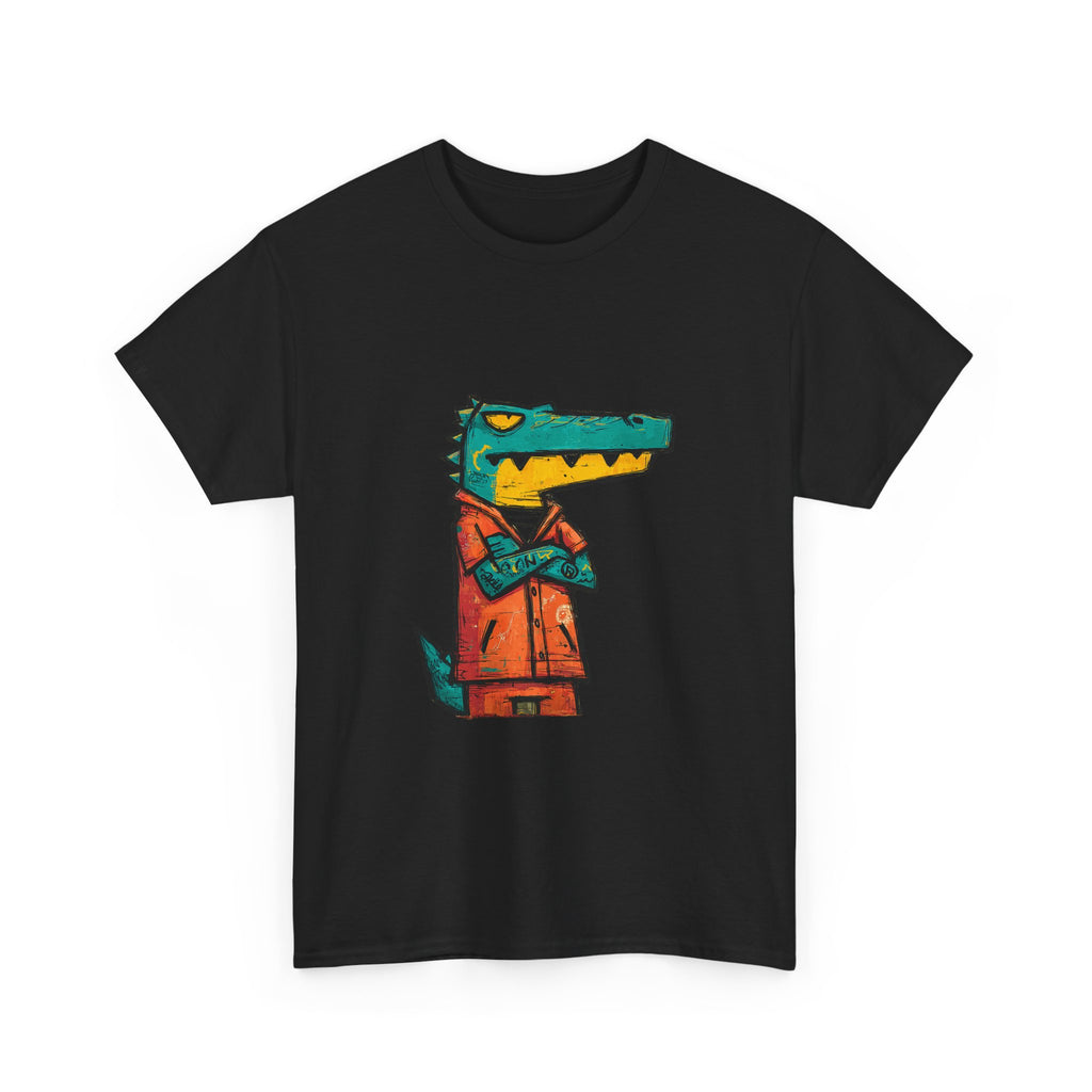 Cool Crocodile Character Tee | Cartoon Alligator in Jacket T-Shirt