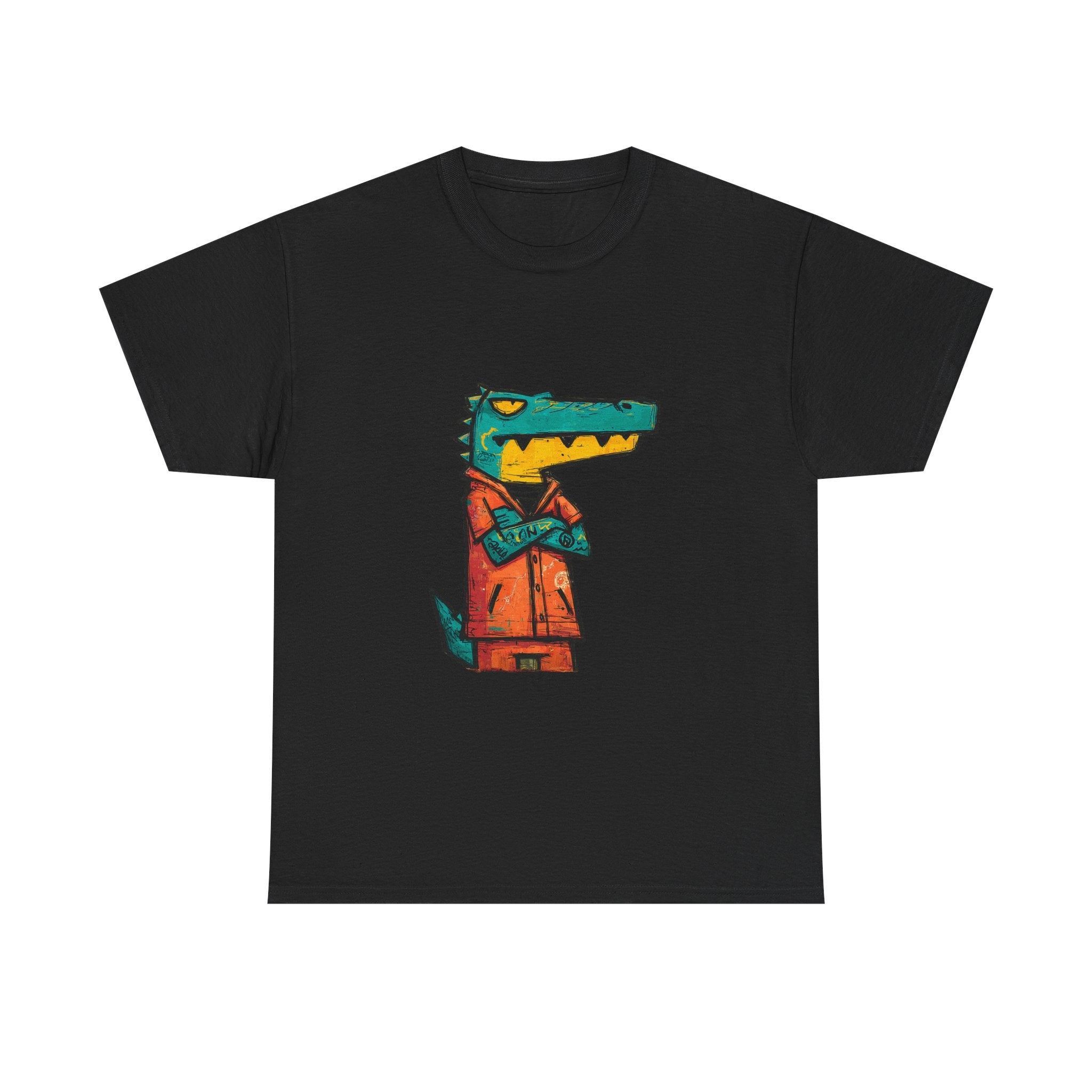 Cool Crocodile Character Tee | Cartoon Alligator in Jacket T-Shirt
