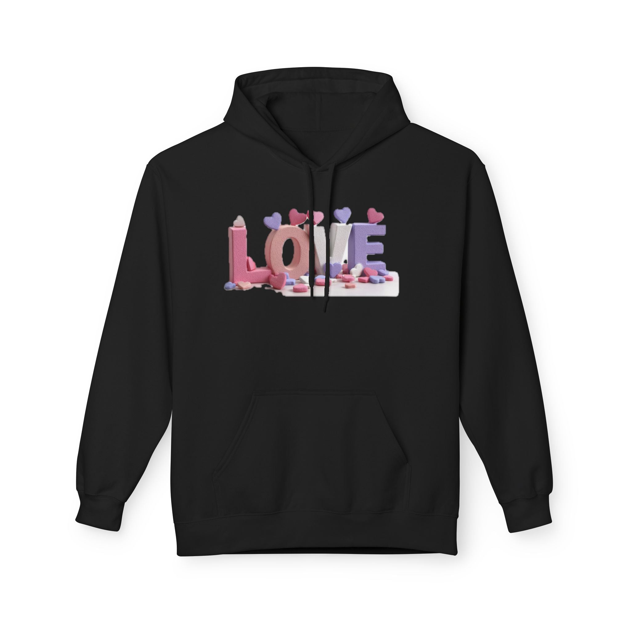LOVE 3D Candy Letters Hoodie | Pink Purple Heart Design