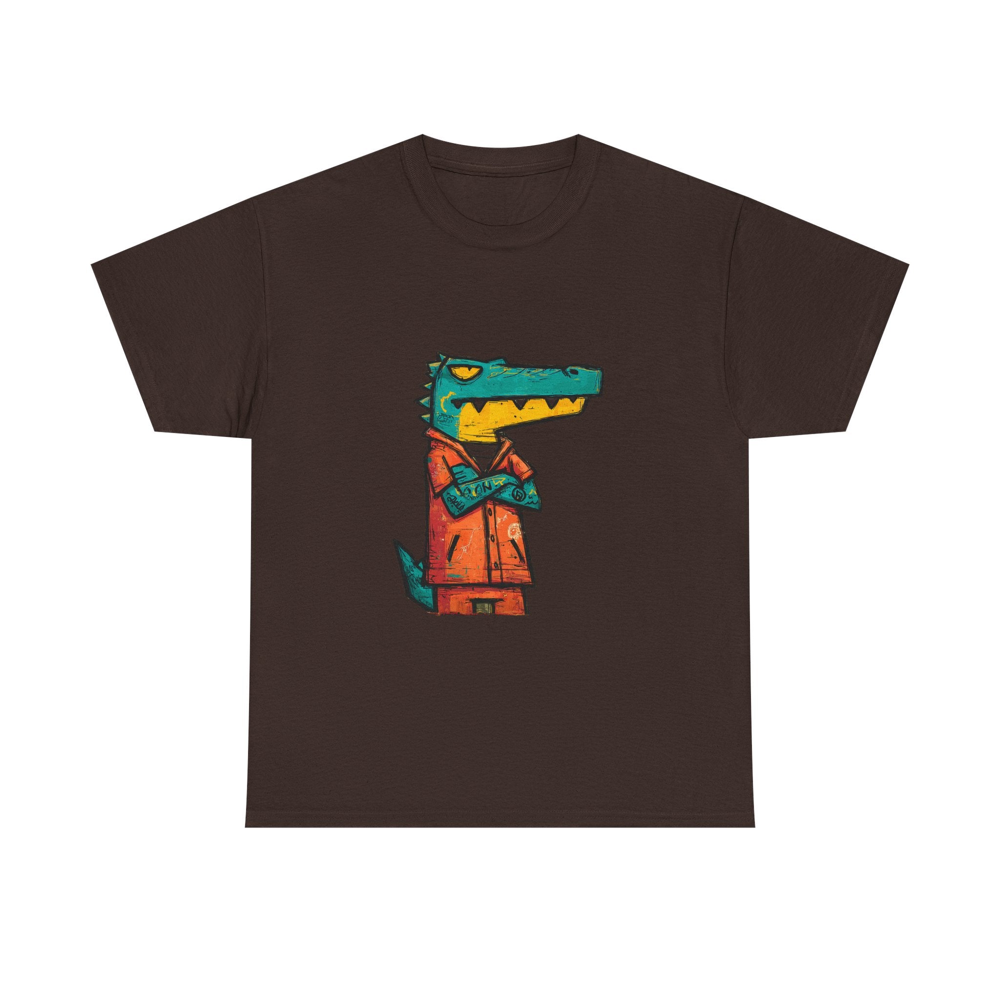Cool Crocodile Character Tee | Cartoon Alligator in Jacket T-Shirt