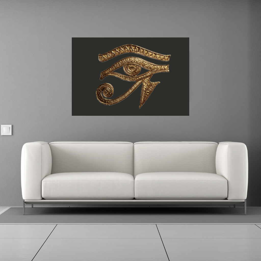 Eye of Horus tapestry | Egyptian wall hanging, gold symbol on black